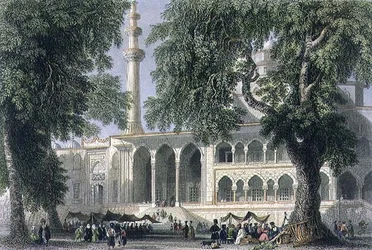 Yeni Djami, o Mezquita de la Sultana Valide, Estambul, grabado por J.C. Varrall, c.1850