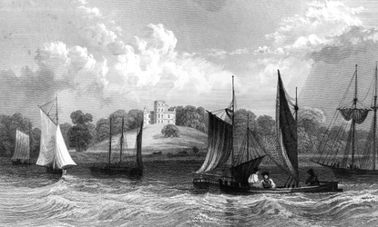 Castillo de Belmont, cerca de Grays Thurrock, Essex, grabado por Henry Wallis, 1832
