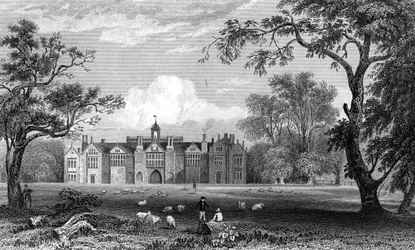 Gosfield Hall, Essex, grabado por Robert Sands, 1832