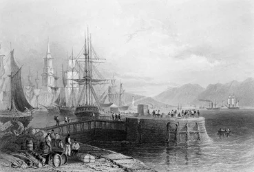 Puerto de Glasgow, grabado por J.W. Appleton, 1841 (grabado)