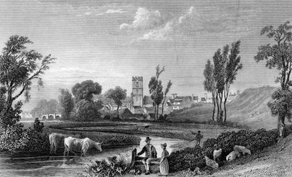Estación romana en Chipping Hill, Witham, Essex, grabada por William Tombleson, 1832