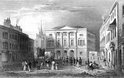 El Shire Hall, Chelmsford, Essex, grabado por Samuel Lacey, 1832