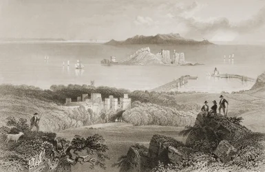 Vista del Castillo de Howth, Condado de Dublín, Irlanda, de 