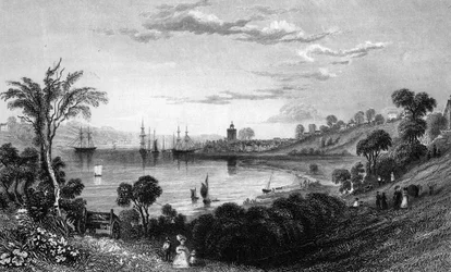 Wivenhoe, Essex, grabado por John Rogers, 1832