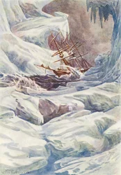 Ilustración para El mundo del hielo o el crucero ballenero del Delfín (litografía en color)