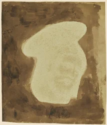[La cabeza de Cristo de una pintura sobre vidrio]