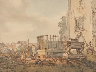 Bushey Churchyard con las tumbas de Edridge, Hearne y H. Monro