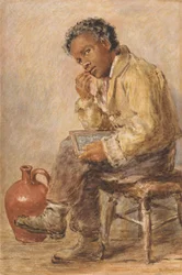 Retrato de un joven con una pizarra