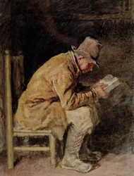Estudio de un campesino leyendo