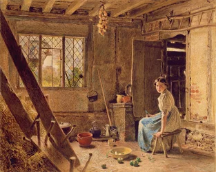La Doncella y la Urraca, Un Interior de Cabaña en Shillington, Bedfordshire, 1834