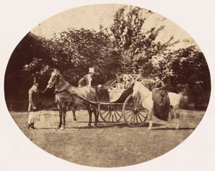 Coche de caballos y amazona