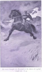 El caballo llevó a Sir Percivale a las orillas de un gran mar agitado