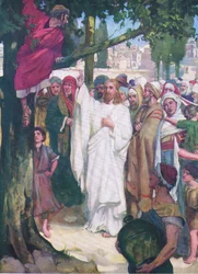 Zaqueo, de El Libro de Imágenes de la Biblia publicado por Thomas Nelson, c.1950