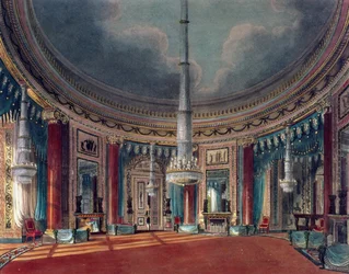 Carlton House, la Sala Circular, de Pynes Royal Residences, publicado 1818