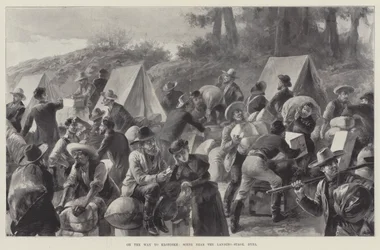 Camino a Klondike, escena cerca del embarcadero, Dyea