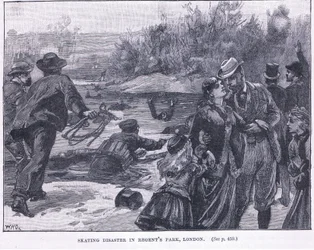 Desastre de patinaje en Regents Park, Londres 1868 d.C.