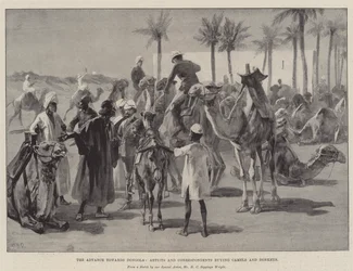 El Avance hacia Dongola, Artistas y Corresponsales comprando Camellos y Burros