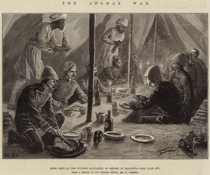 La guerra afgana, tienda de campaña del cuarto batallón de rifles en Basawul