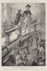 El aniversario de Trafalgar, la batalla de Trafalgar, almirante Collingwood a bordo del Royal Sovereign