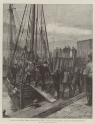 La pérdida del barco de vapor Elbe del Lloyd Alemán del Norte, el 30 de enero, frente a Lowestoft, desembarco de sobrevivientes en Lowestoft