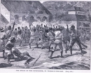 El ataque a la casa de justicia, St Thomas en el Este, Jamaica