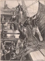 El motín en Spithead: arriando la bandera roja AD 1797