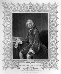 Retrato de William Pitt, 1er Conde de Chatham, grabado por William Holl el Joven (1807-71)
