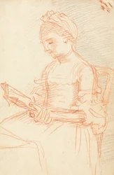 Dama sentada con libro
