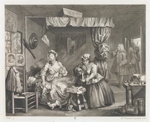 La caída de una ramera, diseñada en 1732, impresa en 1744