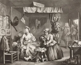 El progreso de una ramera / Der Weg einer Dirne, Hoja 3: El arresto. 1732
