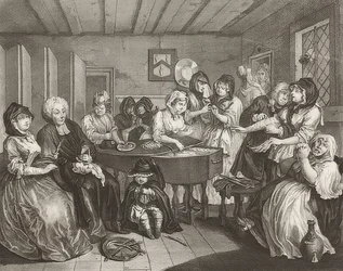 El progreso de una ramera. Lámina 6: El funeral. 1732