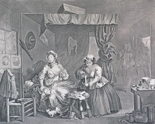 El progreso de una ramera, Placa Tres: Aprehendida por un magistrado, 1732