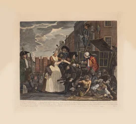 El progreso de un libertino, Placa 4: Arrestado por deudas, ca 1735