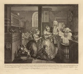 A Rakes Progress, lámina V, junio de 1735 (grabado y aguafuerte sobre papel verjurado, estado i)