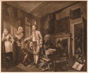 El progreso de un libertino, escena I, 1735