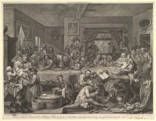 Una fiesta electoral, Placa I: Cuatro impresiones de una elección, febrero de 1755
