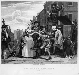 Arrestado por deudas, placa V de 