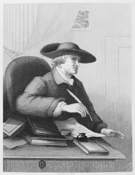 Dr. Thomas Morell, erudito e impresor. Es conocido por ser libretista y escribió el relato más detallado de su colaboración con Händel. Grabado de J. Moore según William Hogarth