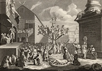 Grabado emblemático del Mar del Sur, de "The Works of William Hogarth", publicado en 1833 (litografía)