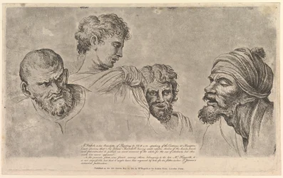 Cuatro cabezas de los Cartones de Rafael en Hampton Court, 14 de mayo de 1781