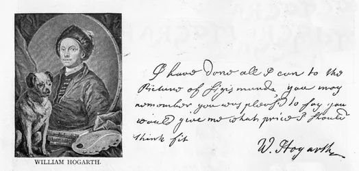 Caligrafía y firma de William Hogarth, de una carta a Sir Richard Grosvenor sobre su encargo de un cuadro de Sigismunda, 13 de junio de 1757
