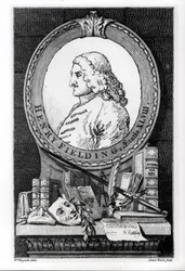 Henry Fielding (1707-54) a la edad de cuarenta y ocho años, grabado por James Basire