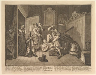 Hudibras Catequizado Doce Grandes Ilustraciones para Hudibras de Samuel Butler, Placa 9, 1725-68