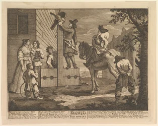 Hudibras Triunfante Doce Grandes Ilustraciones para Hudibras de Samuel Butler, Placa 4, 1725-68