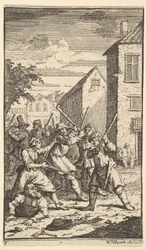 Hudibras vencido por Trulla, diecisiete pequeñas ilustraciones para Hudibras de Samuel Butler