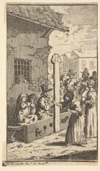 Hudibras en tribulación Diecisiete pequeñas ilustraciones para Hudibras de Samuel Butler, 1721-26