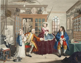 Matrimonio a la moda, Placa III, La Inspección, ilustración de 