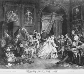 Matrimonio a la moda, Placa 4, (El recibimiento de la condesa)