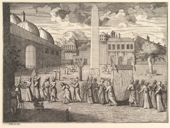 Procesión por el Hipódromo, Constantinopla, de los Viajes de Aubry de La Mottraye