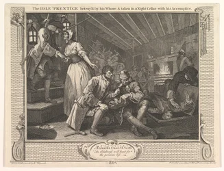 El Aprendiz Ocioso Traicionado por su Prostituta y Capturado en una Bodega Nocturna, 30 de septiembre de 1747